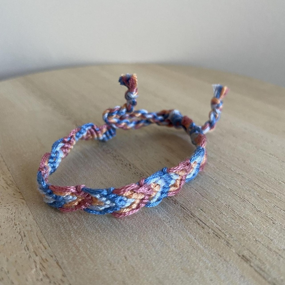 Handmade Indra Woven Friendship Bracelet OS Pink Orange Women Cotton Tie